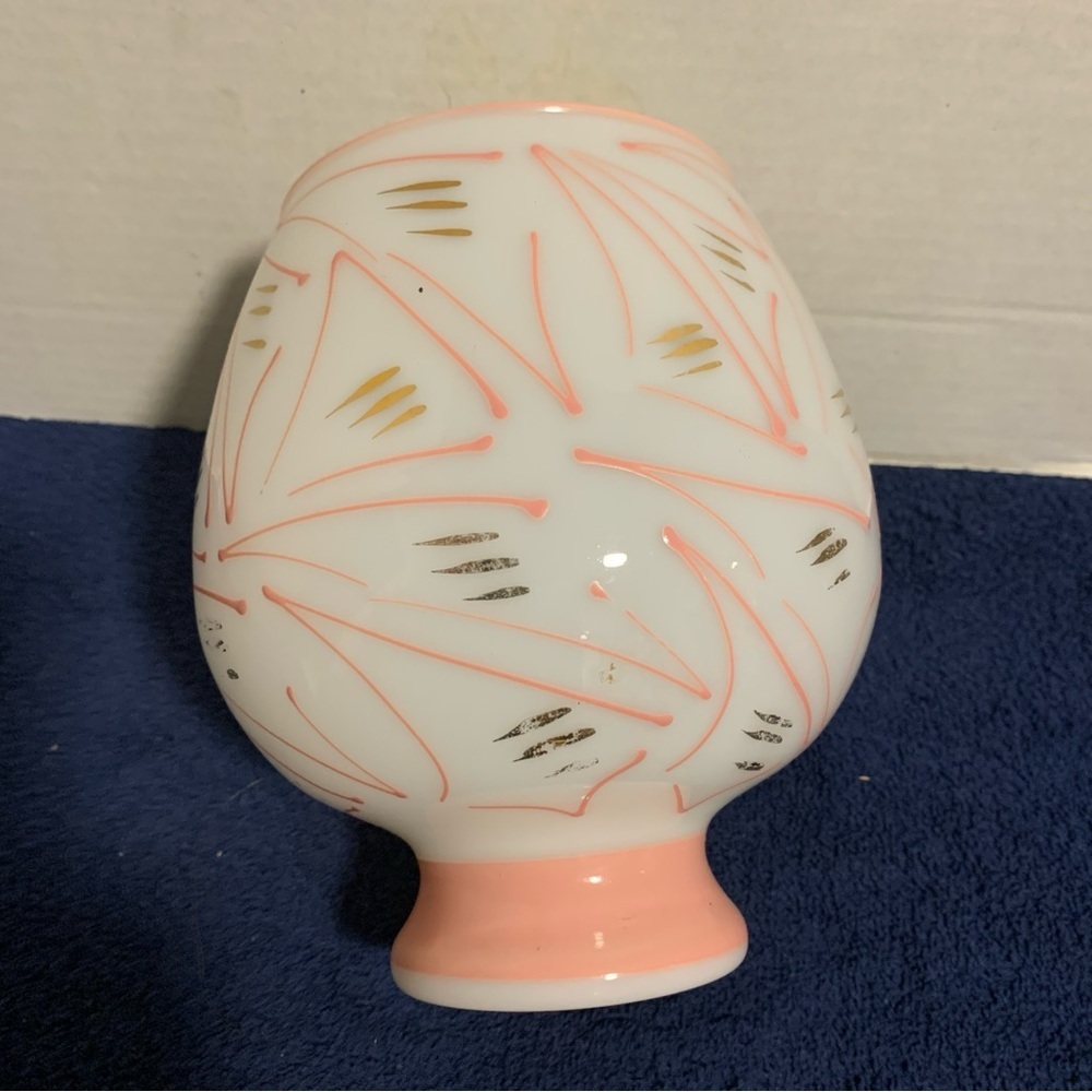 RARE SINCLAIR MILK GLASS #510 VASE PINK GOLD MODERNE USING DUNBAR BLANK ART DECO - Picture 2 of 7
